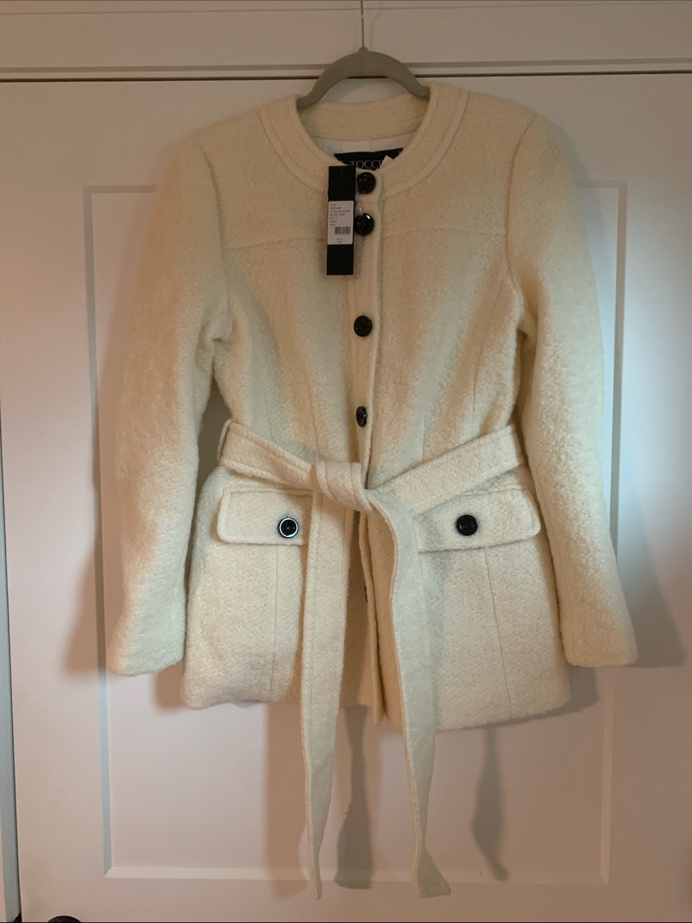 Toccin Cream Collarless Belted Jacket- size 10